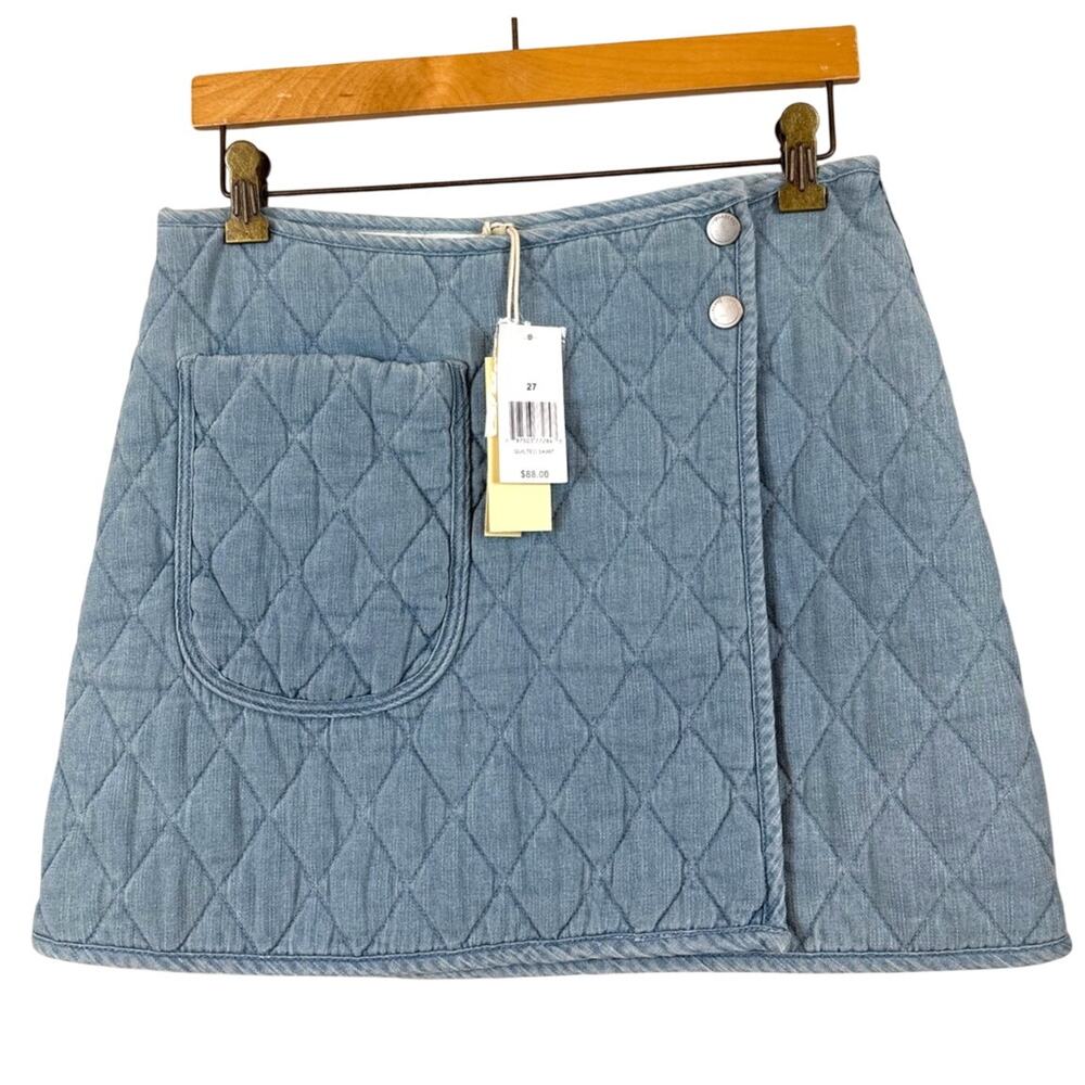 BLANK NYC Womens 27 Blue Quilted Cotton Mini Skirt NWT Cottagecore Casual